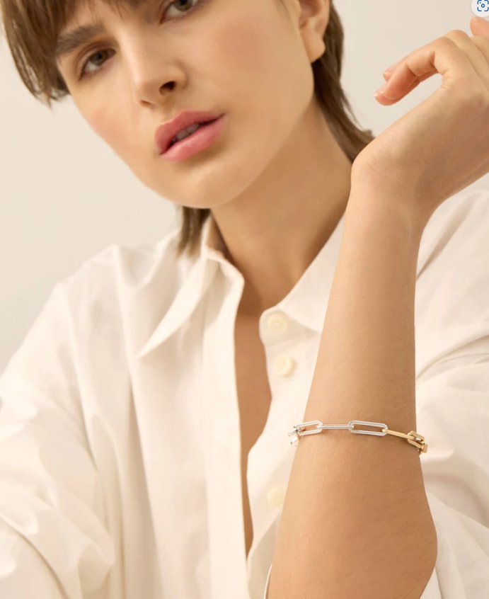 Andi Slim Paperclip Two - Tone Bracelet - The Collective Park City