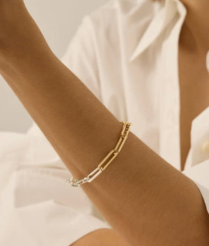 Andi Slim Paperclip Two - Tone Bracelet - The Collective Park City