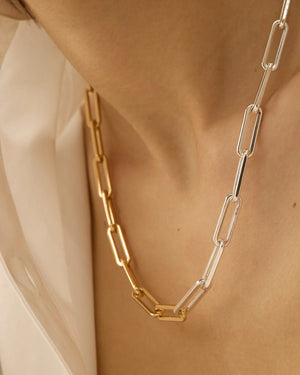 Andi Slim Paperclip Two - Tone Necklace - The Collective Park City