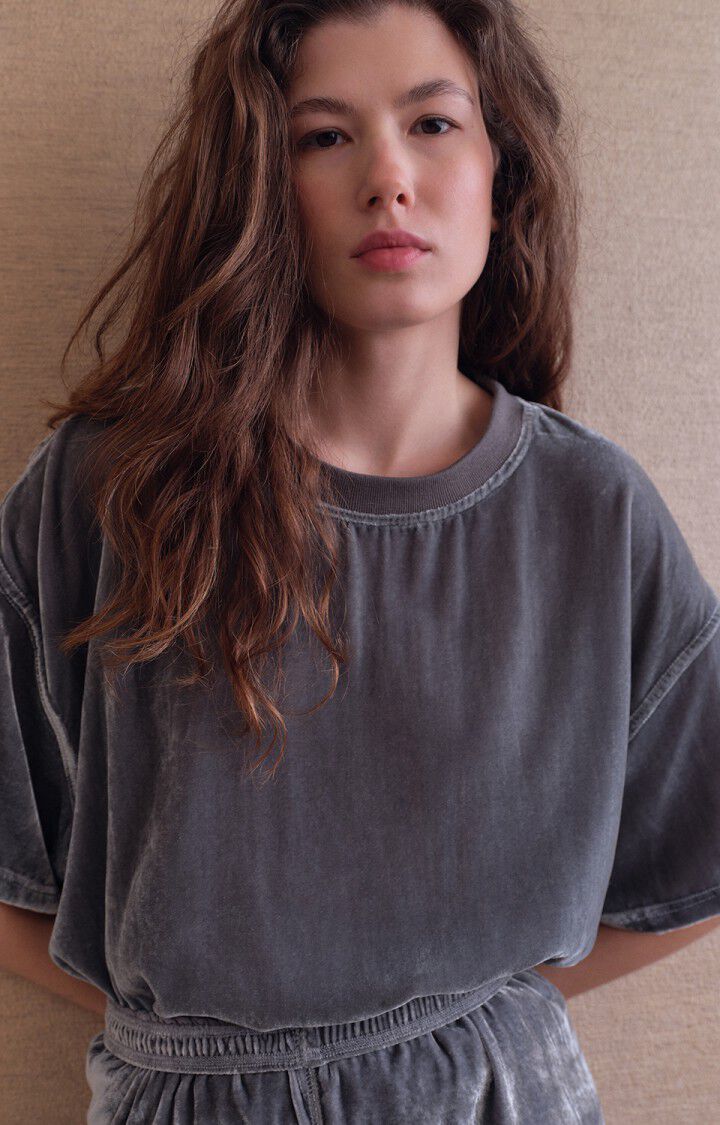 Ankaz Velvet Crew-Neck Tee - Mouse - The Collective Park City