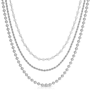 Antonia Triple Strand Necklace - Silver - The Collective Park City