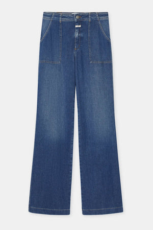 Aria Wide Leg Jean - Dark Blue - Wide Hem - The Collective Park City