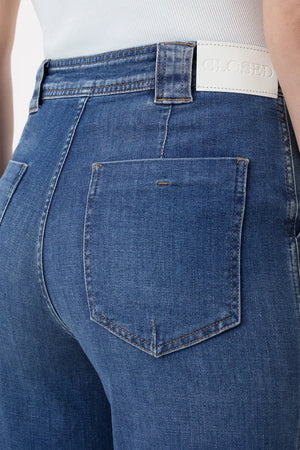 Aria Wide Leg Jean - Dark Blue - Wide Hem - The Collective Park City