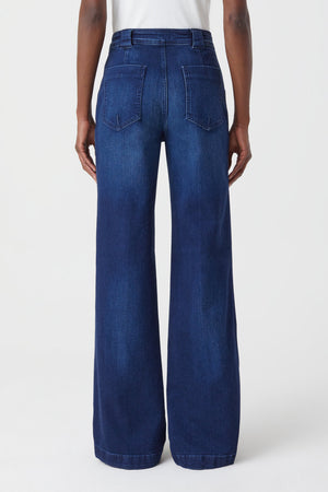 Aria Wide Leg Jean - Dark Indigo Blue