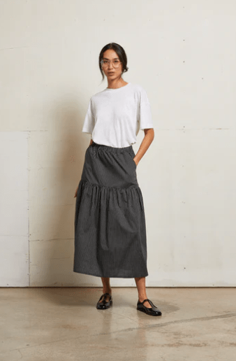 Arielle Poplin Stripe Skirt - The Collective Park City