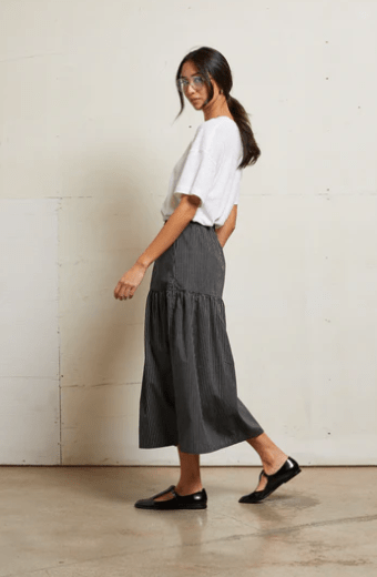 Arielle Poplin Stripe Skirt - The Collective Park City