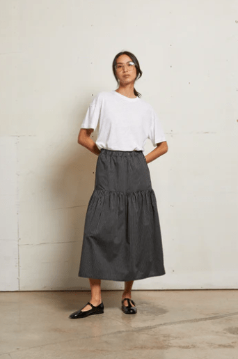 Arielle Poplin Stripe Skirt - The Collective Park City