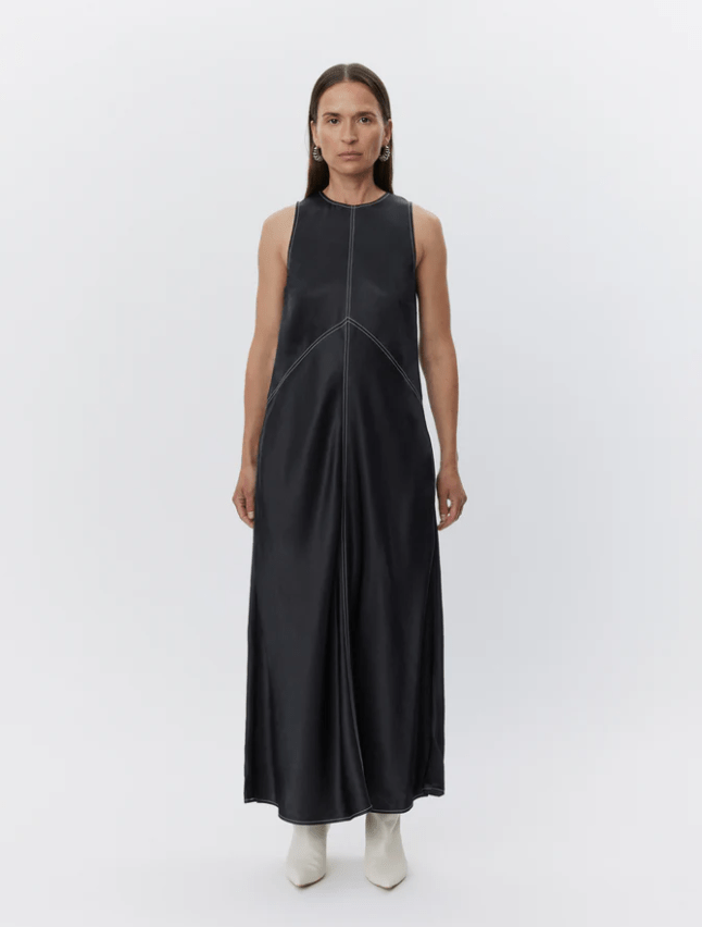 Aurora High Shine Stitched Midi Dress - The Collective Park City