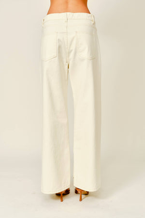 Embroidered Cut Out Straight Leg Denim Pant