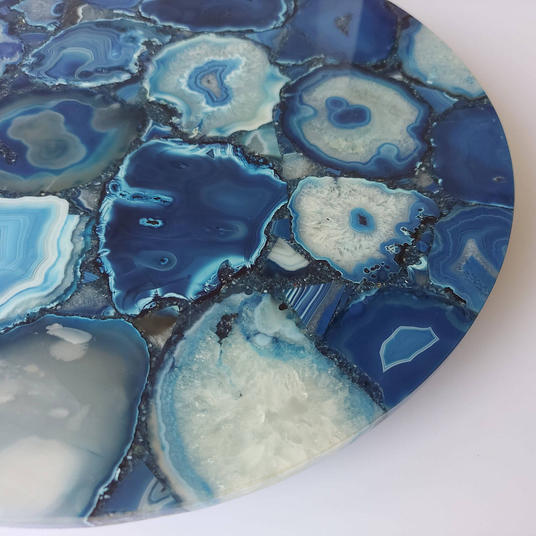 Blue Agate Cheese Board 12" Round Tray