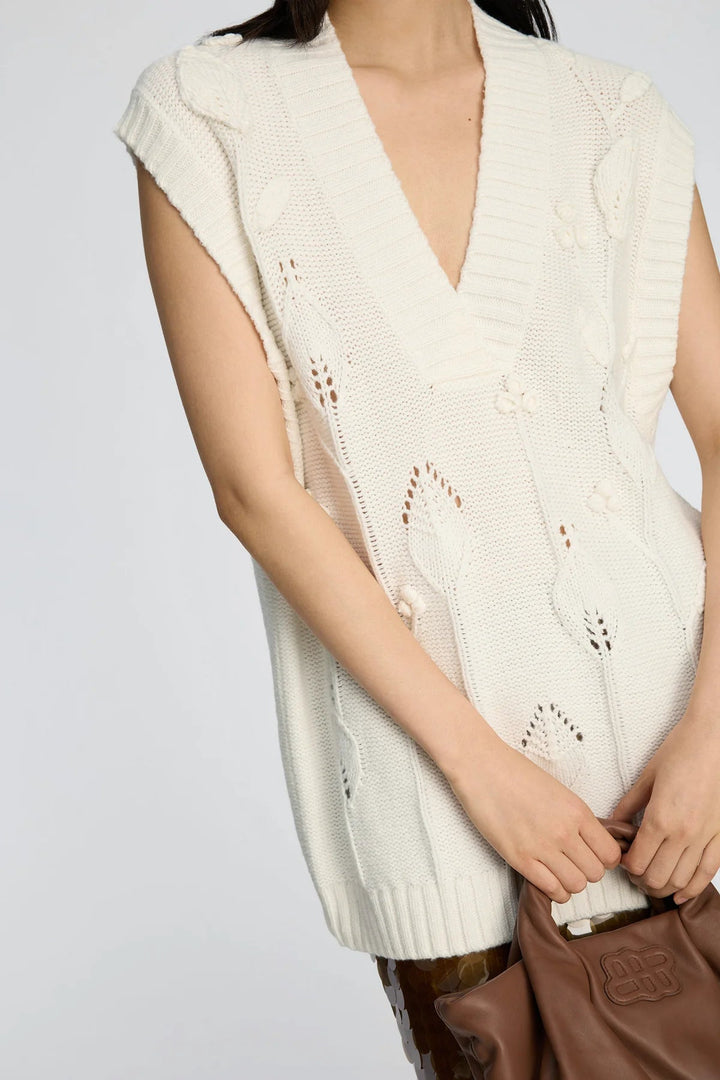 Baburi Knit Sweater Vest - Ivory - The Collective Park City