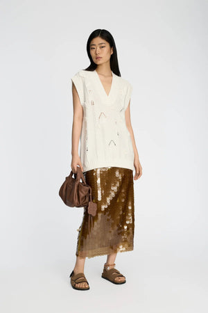 Baburi Knit Sweater Vest - Ivory - The Collective Park City