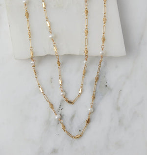 Baby Boho Fresh Water Pearl Layering Necklace - Gold - The Collective Park City