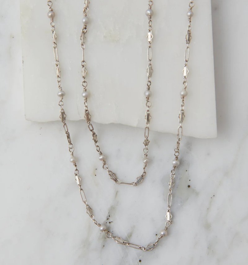 Baby Boho Fresh Water Pearl Layering Necklace - Silver - The Collective Park City