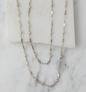 Baby Boho Fresh Water Pearl Layering Necklace - Silver - The Collective Park City