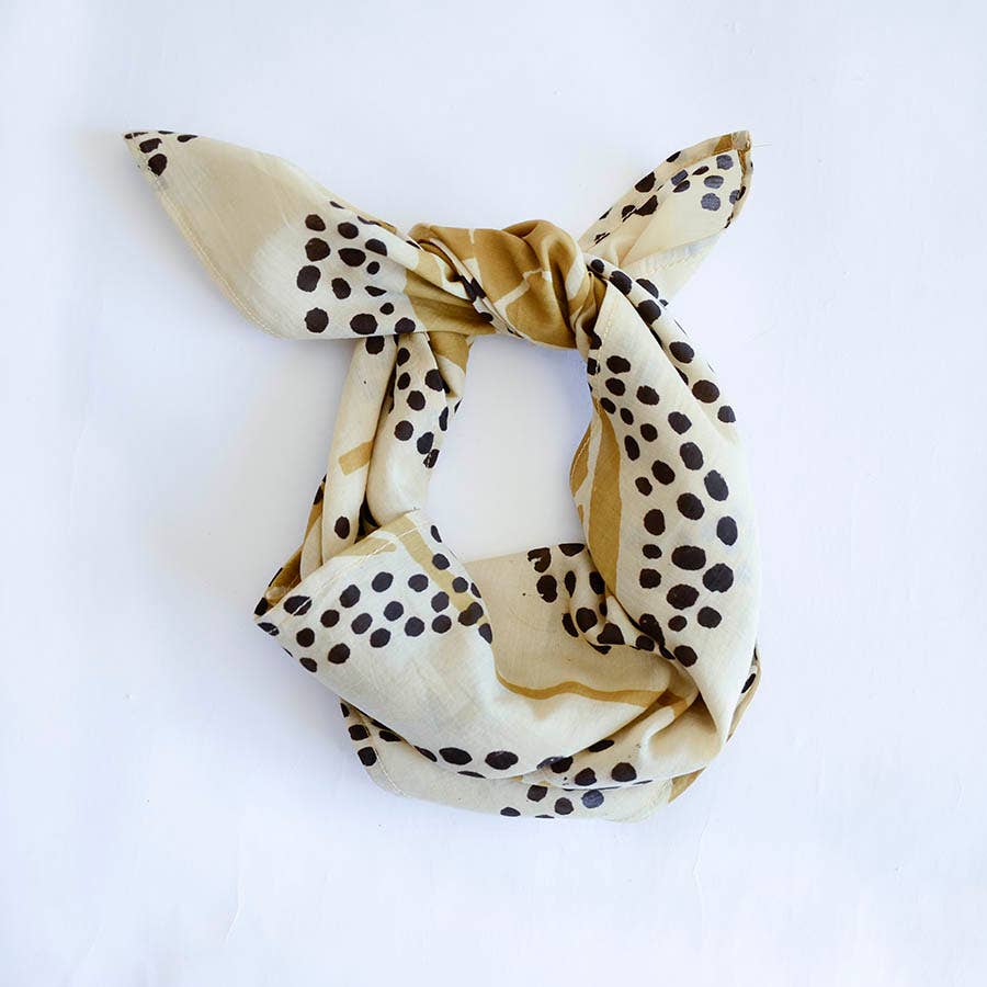 Bandana Scarf Block print cotton - Golden Gal - The Collective Park City