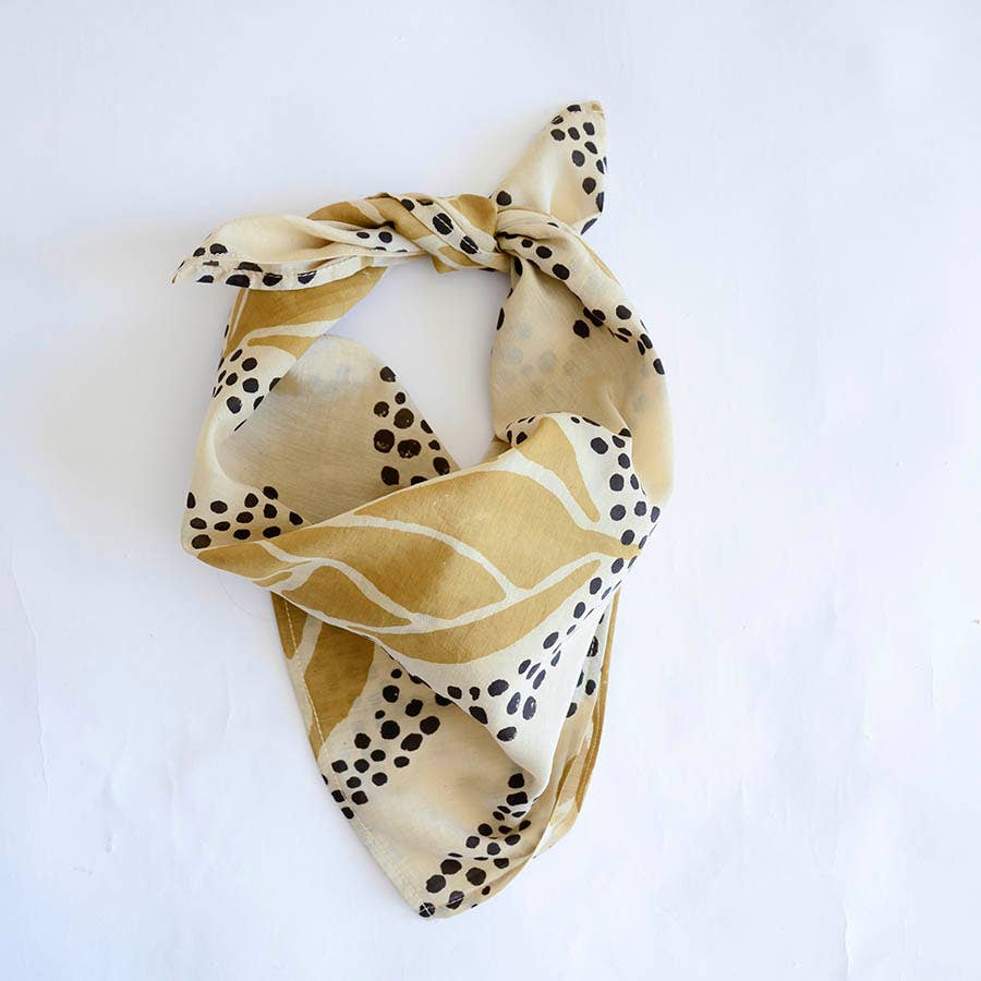 Bandana Scarf Block print cotton - Golden Gal - The Collective Park City