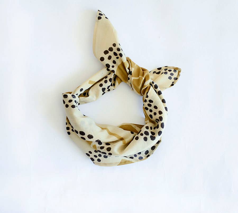 Bandana Scarf Block print cotton - Golden Gal - The Collective Park City