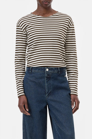 Basic Long Sleeve Tee - Marsh Green Striped - The Collective Park City