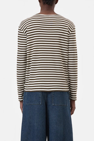Basic Long Sleeve Tee - Marsh Green Striped - The Collective Park City