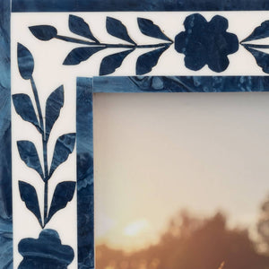 Picture Frame - Blue Resin/Wood Floral Petals, 4x6 in.