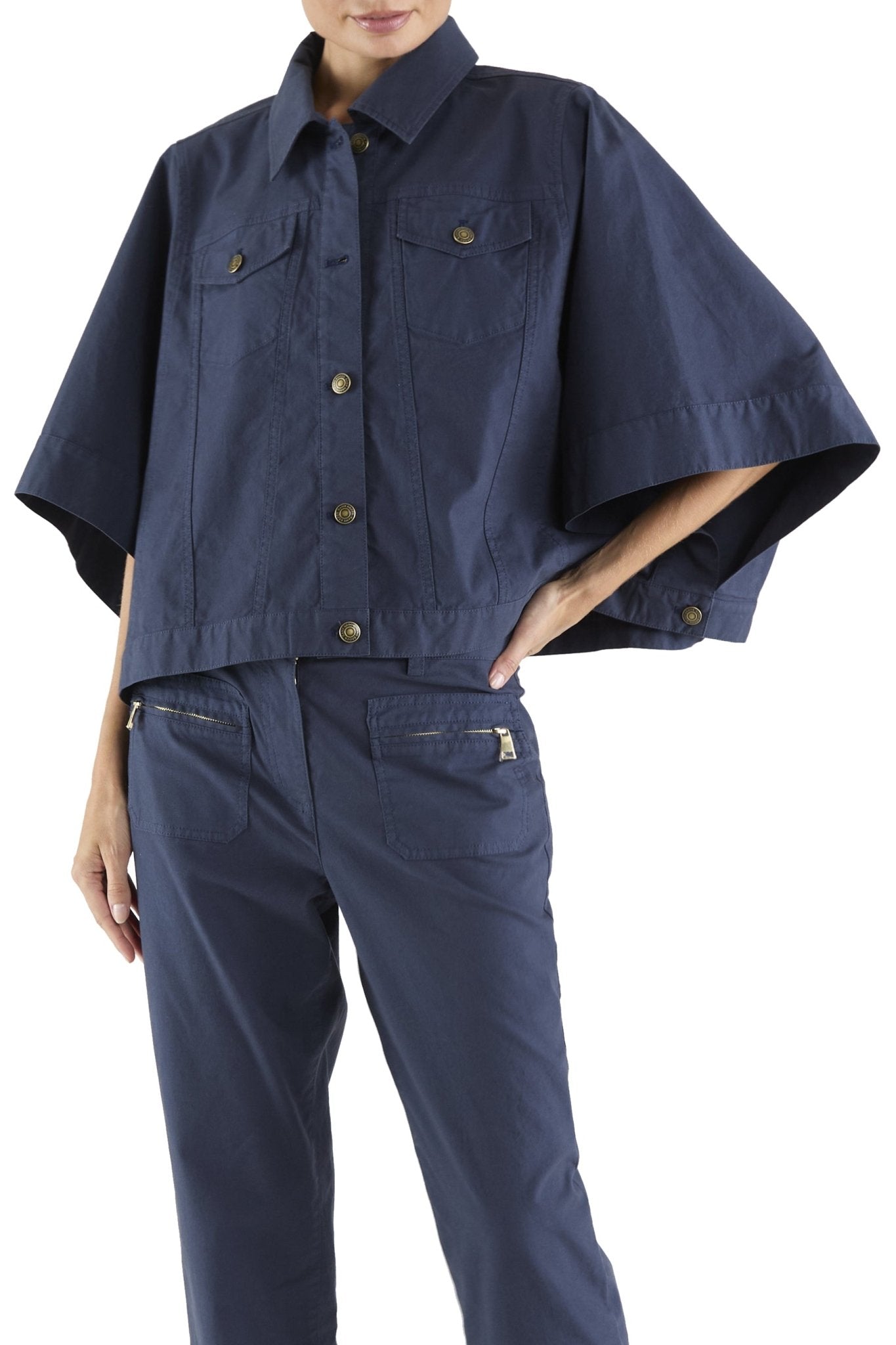 Beatrice Cotton Canvas Jacket - Navy - The Collective Park City