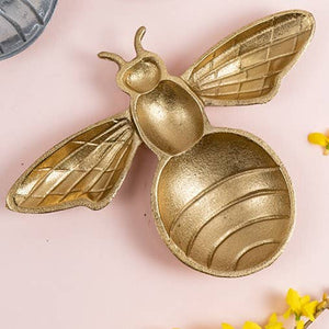 Bee Shaped Gold Textured Tray - The Collective Park City