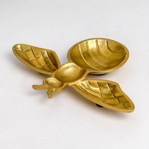 Bee Shaped Gold Textured Tray - The Collective Park City