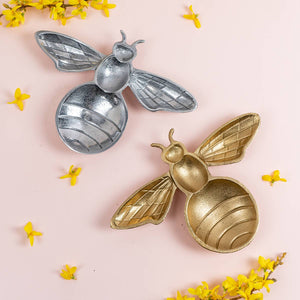 Bee Shaped Gold Textured Tray - The Collective Park City