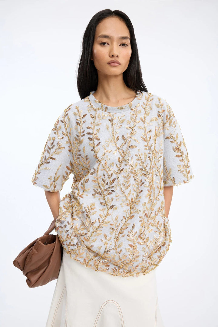 Berfin Gold Embroidered T-Shirt - The Collective Park City