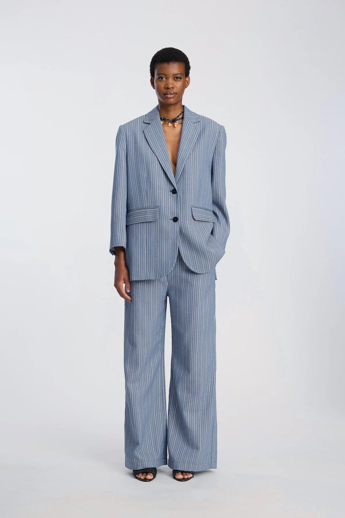 Bharat Pinstripe Blazer - The Collective Park City