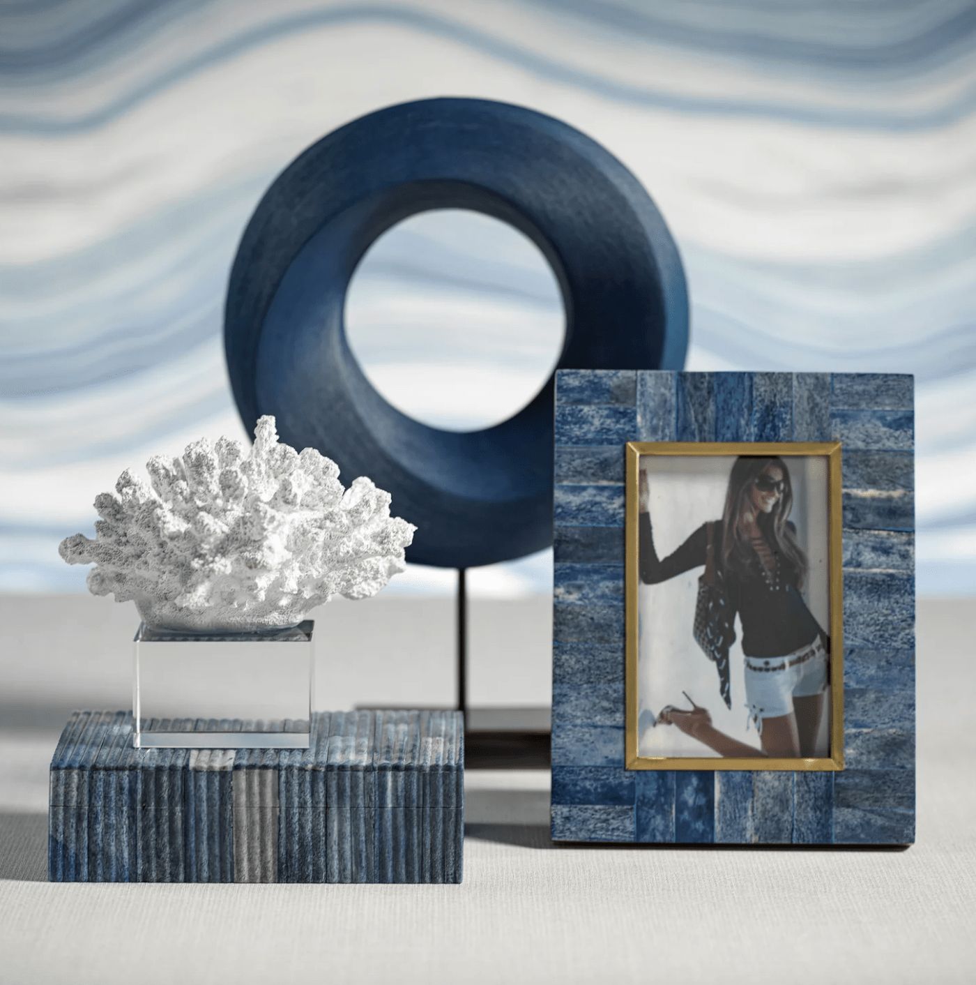 Biarritz Blue/Bone Picture Frame - 5x7 - The Collective Park City