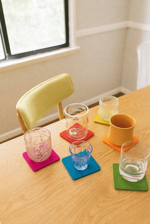 Bierfilzl Merino Wool Felt Square Coaster 6 Pack Rainbow - The Collective Park City