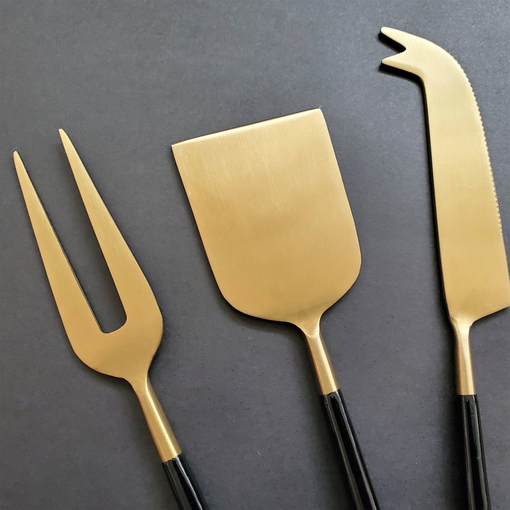 Black and Gold Cheese Fork, Knife and Shovel - The Collective Park City