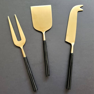 Black and Gold Cheese Fork, Knife and Shovel - The Collective Park City