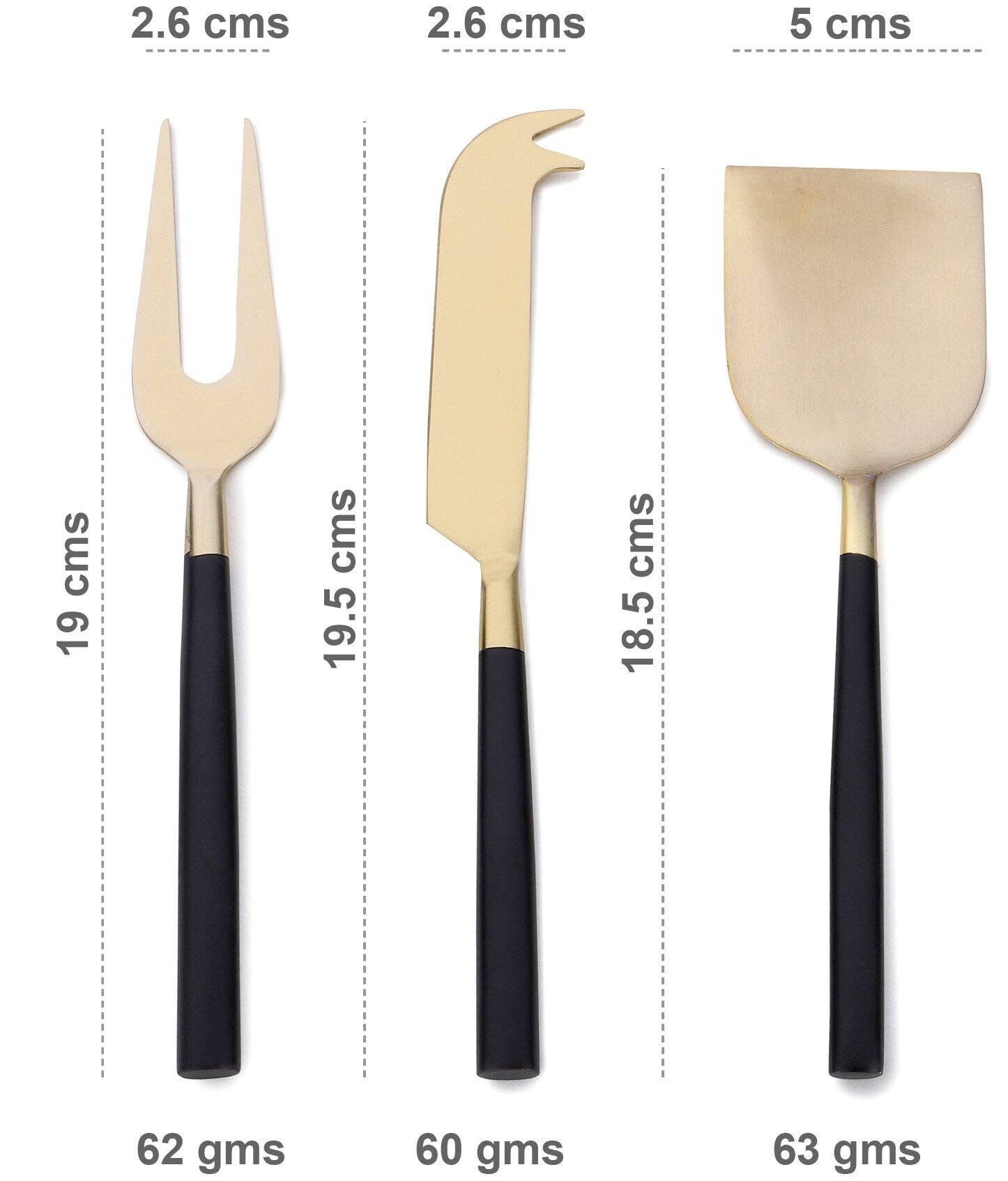 Black and Gold Cheese Fork, Knife and Shovel - The Collective Park City