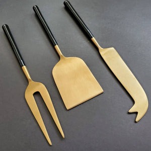 Black and Gold Cheese Fork, Knife and Shovel - The Collective Park City