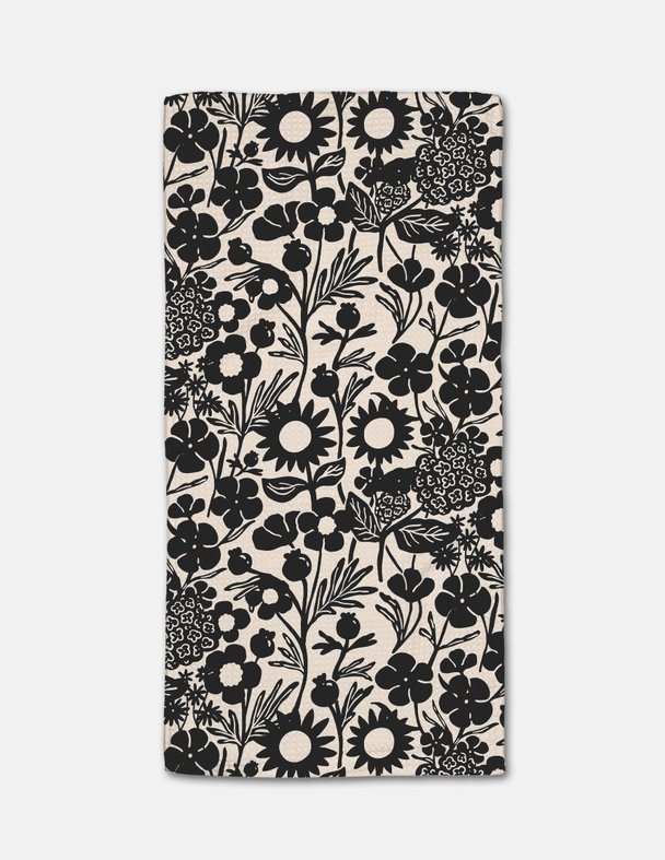 Black Flower Garden Bar Towel - The Collective Park City