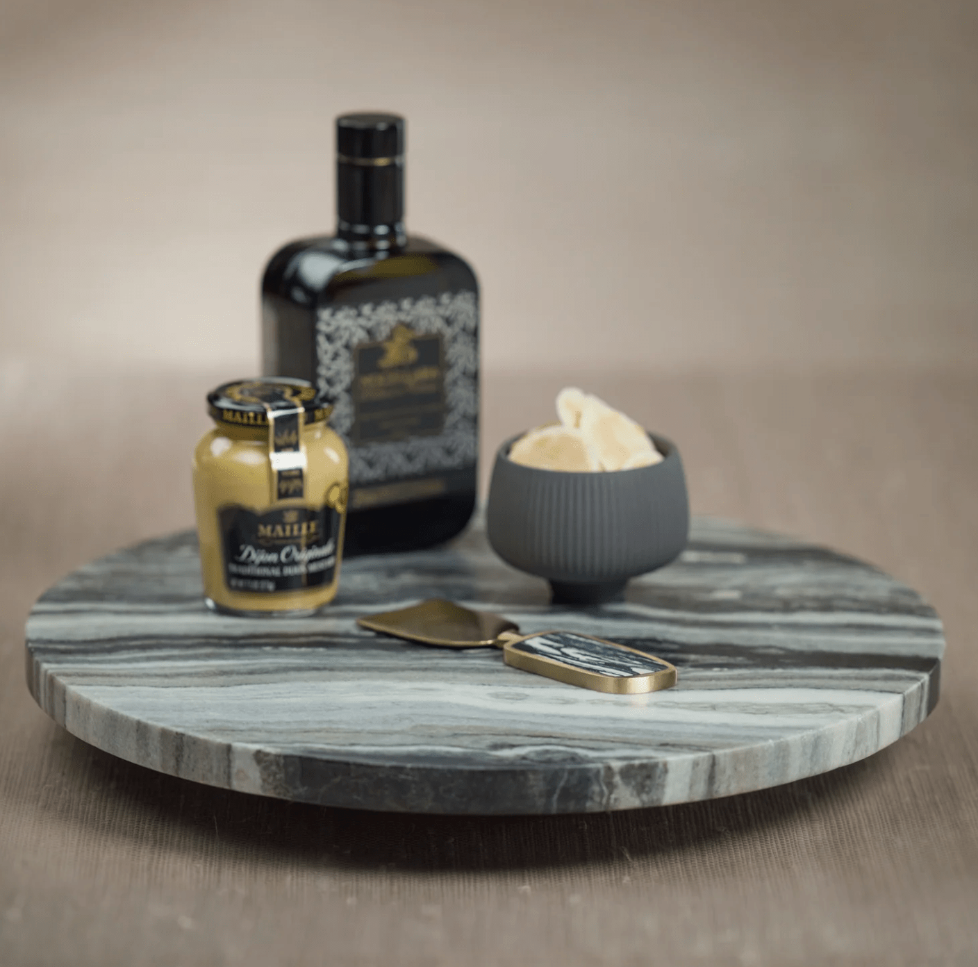 Black Marble Lazy Susan Circle Tray - The Collective Park City
