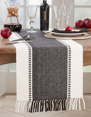 Black Stripe Cotton 16"x72" Table Runner - The Collective Park City