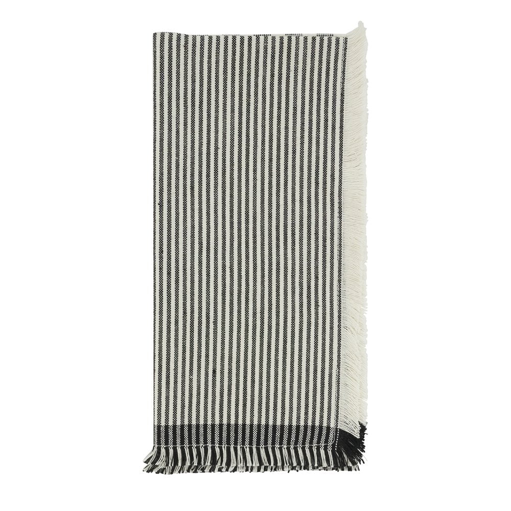 Black - White Stripe Cotton 20" Cloth Napkin - The Collective Park City