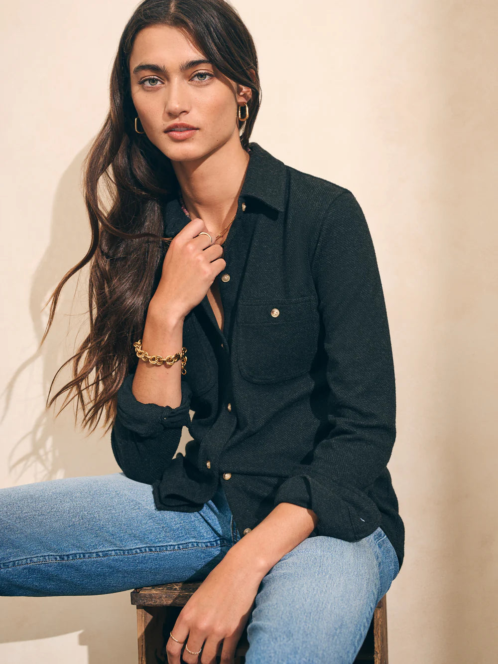 Legend Sweater Button Down Top