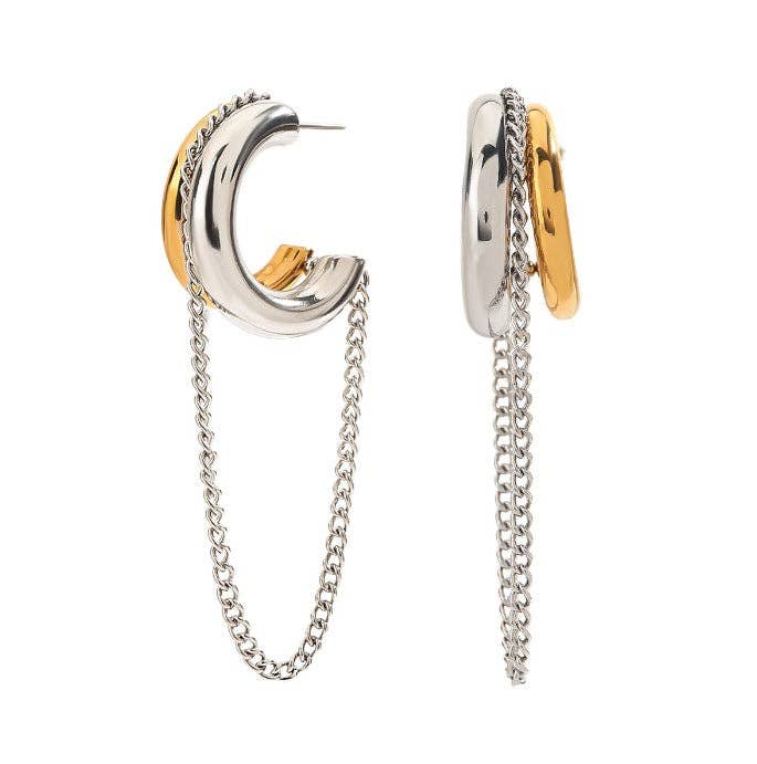 Blaine Two Tone Chain Hoop - The Collective Park City
