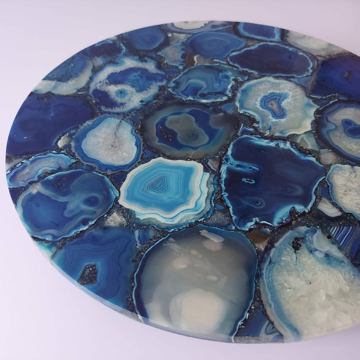 Blue Agate Cheese Board 12" Round Tray - The Collective Park City