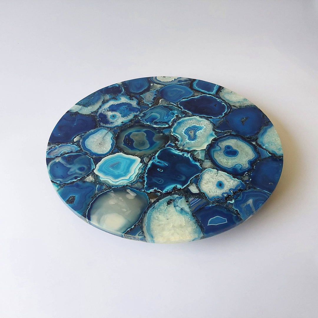 Blue Agate Cheese Board 12" Round Tray - The Collective Park City