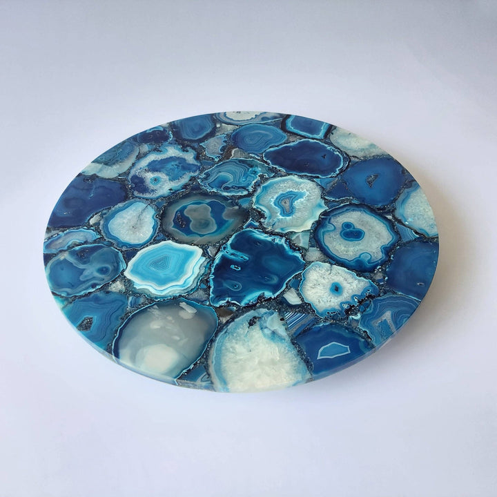 Blue Agate Cheese Board 12" Round Tray - The Collective Park City