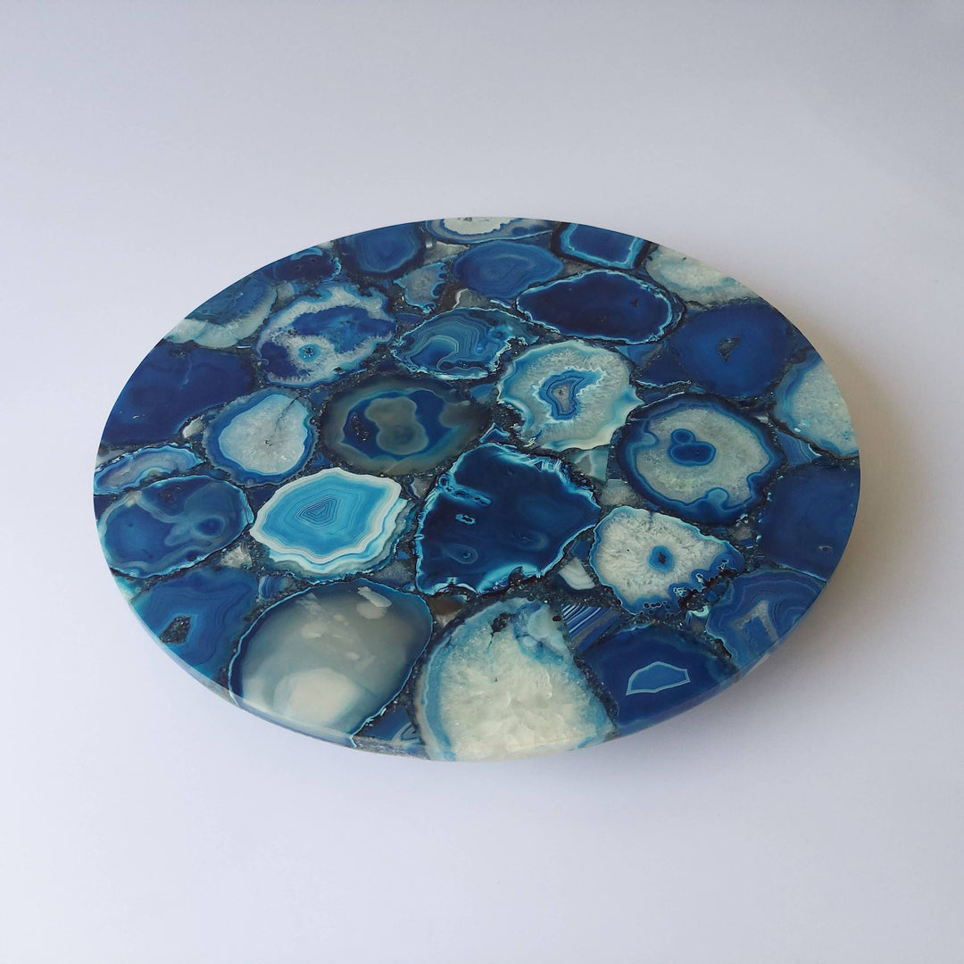 Blue Agate Cheese Board 12" Round Tray - The Collective Park City