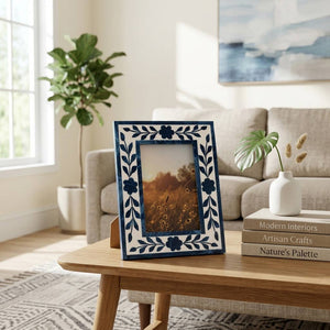 Blue Resin/Wood Floral Petals Photo Frame - 4x6 in. - The Collective Park City