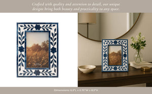 Blue Resin/Wood Floral Petals Photo Frame - 4x6 in. - The Collective Park City
