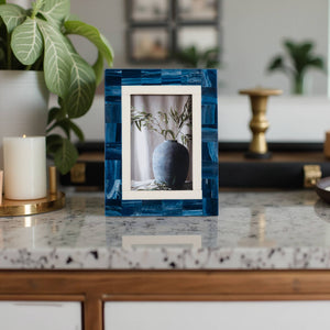 Blue/White 4x6 in. Resin Rectangular Border Photo Frame - The Collective Park City